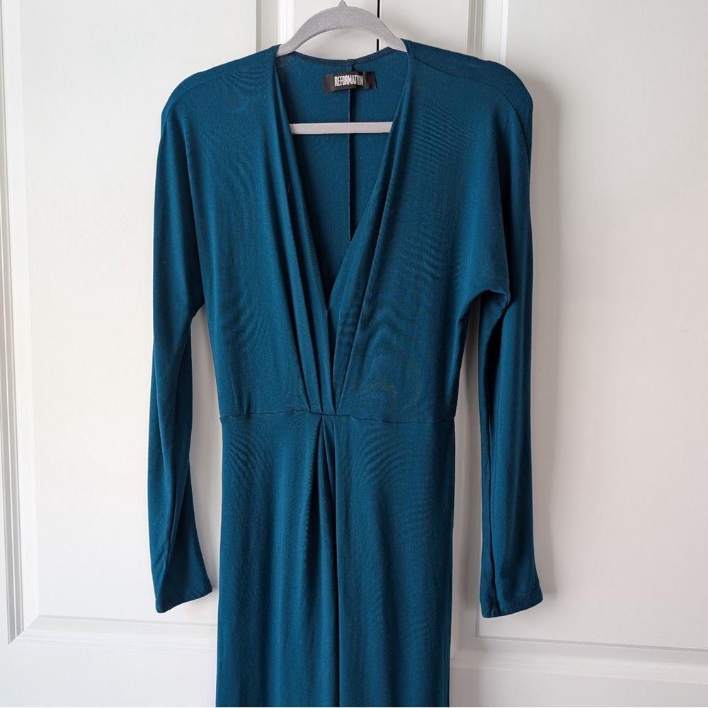 Reformation Carter Dress Teal (Size S) - Picture 3 of 10